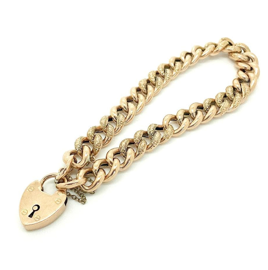 VICTORIAN Bracelet Antique Victorian 9ct Rose Gold Curb Chain Bracelet