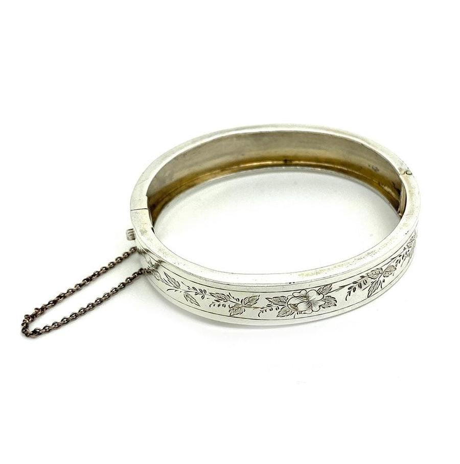 Antique Victorian Sterling Silver Ornate Bangle Bracelet