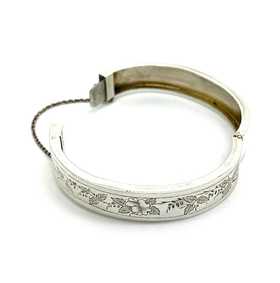 Antique Victorian Sterling Silver Ornate Bangle Bracelet