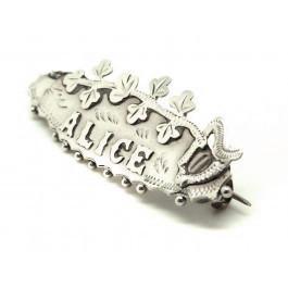Antique Victorian (1837-1901) 'Alice' Sterling Silver Name Brooch