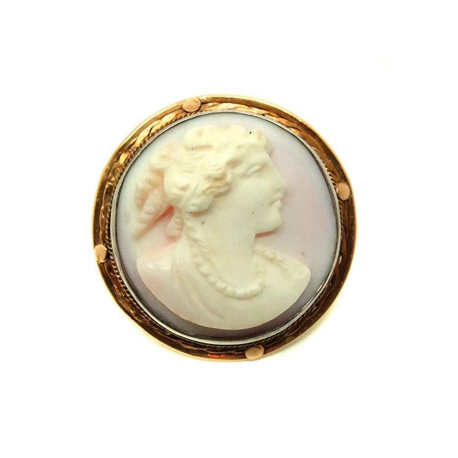 Antique Victorian (1837-1901) Angel Skin Coral Cameo Brooch
