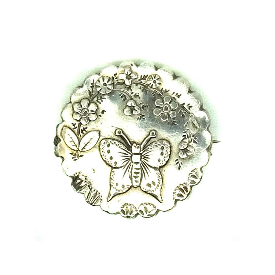 Antique Victorian 1891 Butterfly Silver Brooch