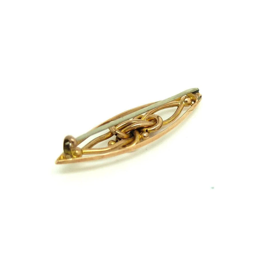 Antique Victorian 9ct Rose Gold Knotted Marquise Brooch - Mayveda Jewelry