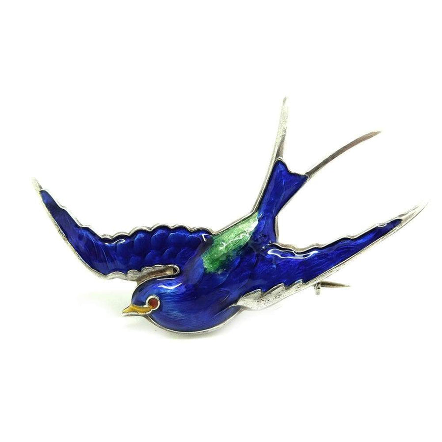 VICTORIAN Brooch Antique Victorian Blue Enamel Swallow Brooch