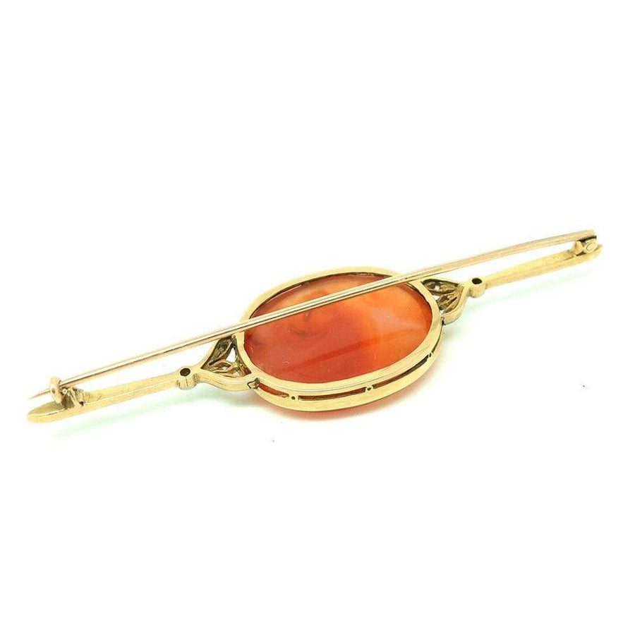 VICTORIAN Brooch Antique Victorian Diamond Agate 15ct Yellow Gold Brooch