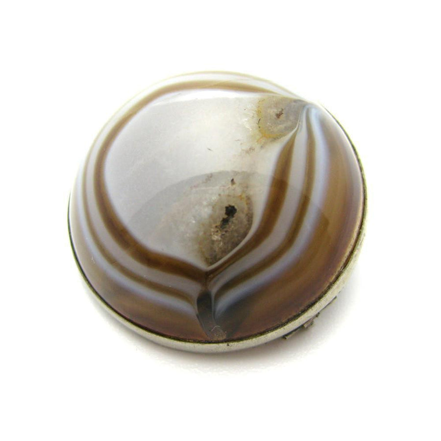Antique Victorian Silver Banded Agate Brooch