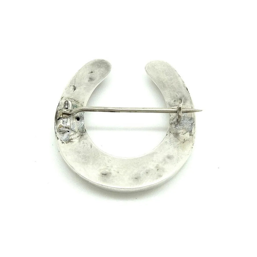 Antique Victorian Silver Goodluck Horseshoe Brooch Pin - Mayveda Jewelry