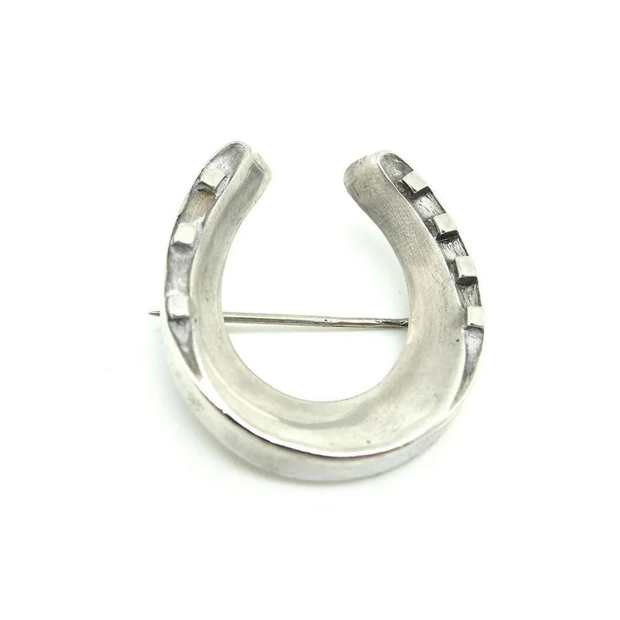 Antique Victorian Silver Goodluck Horseshoe Brooch Pin - Mayveda Jewelry