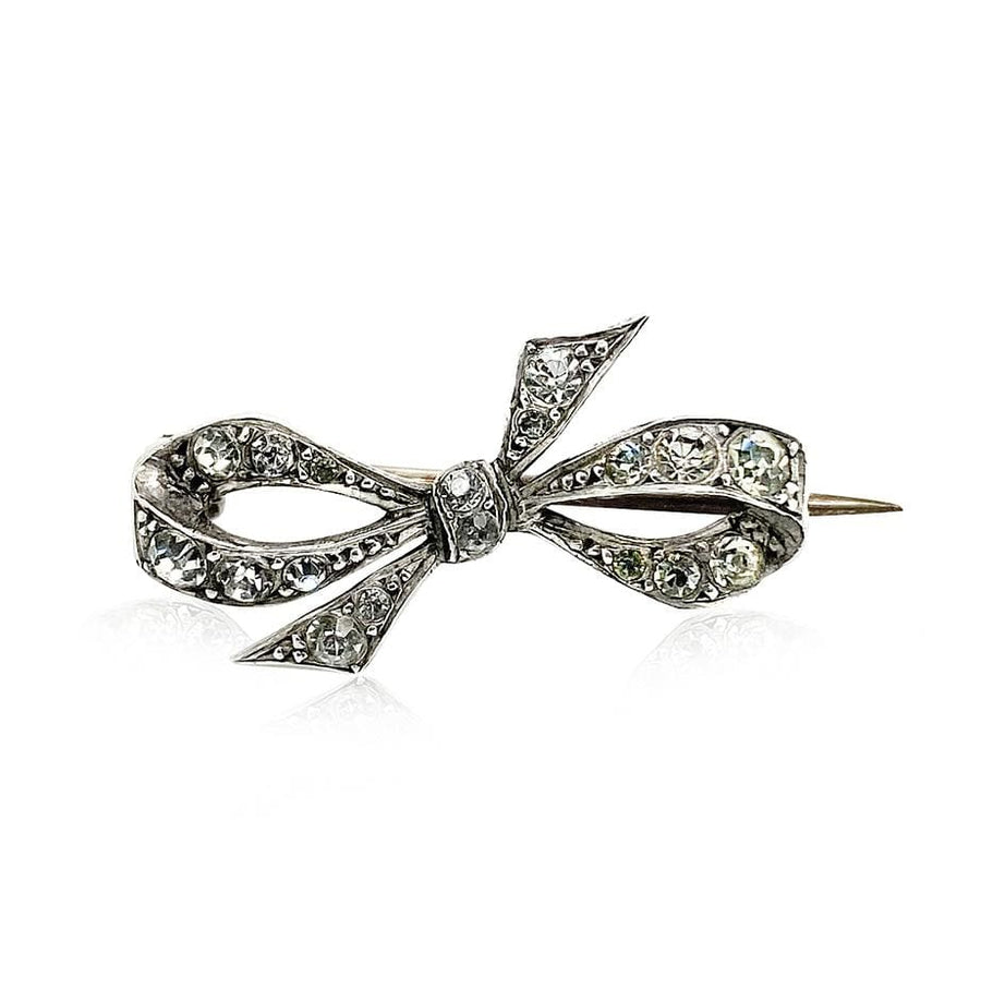 VICTORIAN Brooch Antique Victorian Sterling Silver Paste Bow Brooch