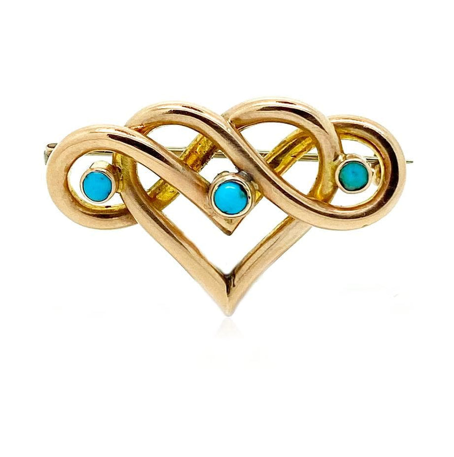 VICTORIAN Brooch Antique Victorian Turquoise Heart 9ct gold Brooch