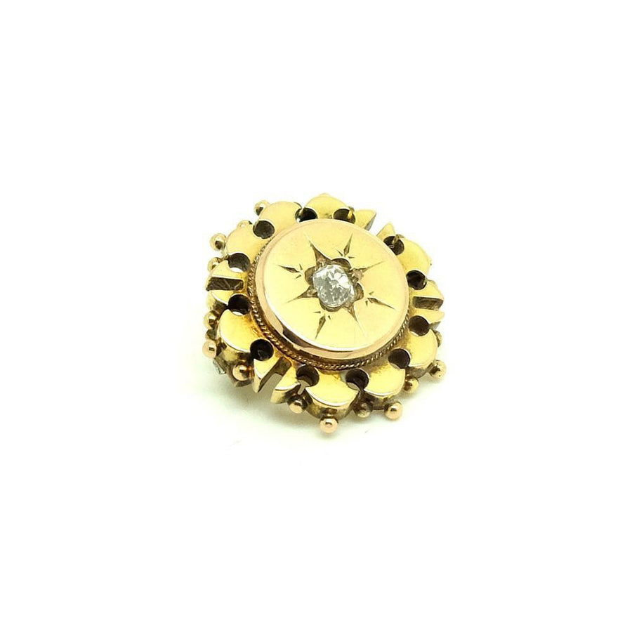 Antique Victorian Yellow Gold Old Cut Diamond Brooch