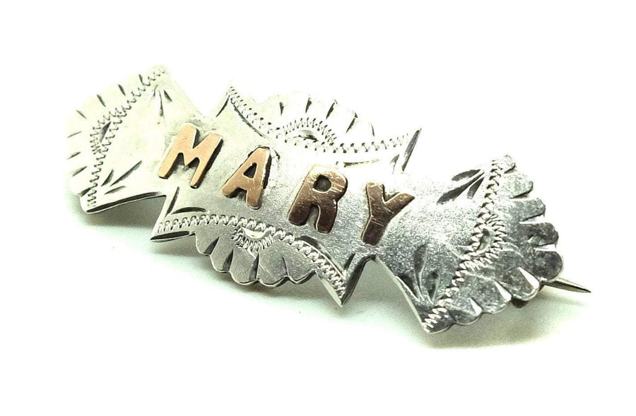 Victorian 'Mary' Mizpah Sterling Silver Name Brooch