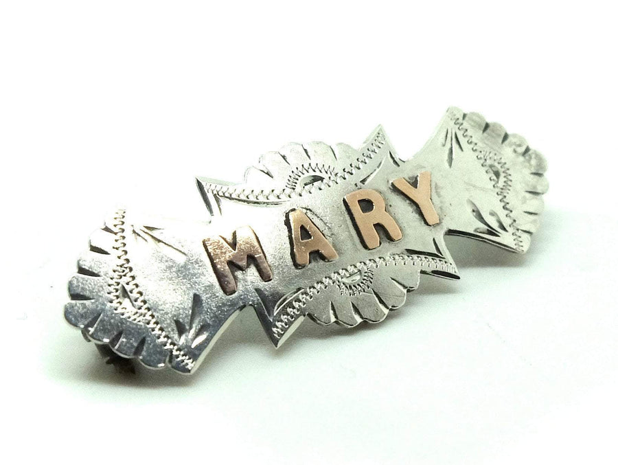 Victorian 'Mary' Mizpah Sterling Silver Name Brooch
