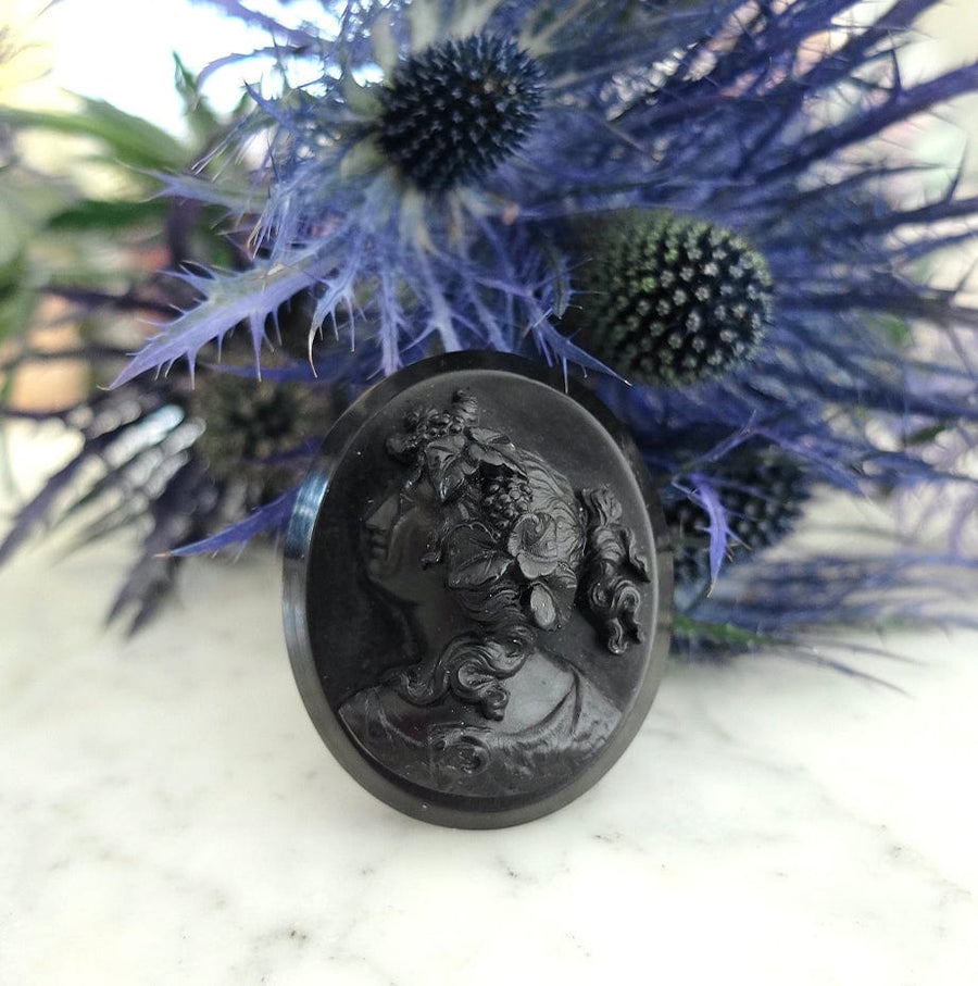 VICTORIAN Brooches & Lapel Pins Antique Victorian Vulcanite Cameo Mourning Brooch Mayveda Jewellery