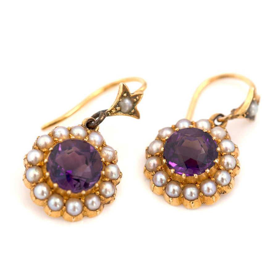 VICTORIAN Earrings Antique Victorian 15ct Amethyst Seed Pearl Drop Earrings Mayveda Jewellery