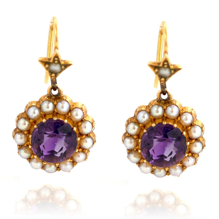 VICTORIAN Earrings Antique Victorian 15ct Amethyst Seed Pearl Drop Earrings Mayveda Jewellery