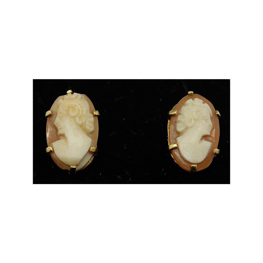 Antique Victorian (1837-1901) Cameo 9ct Gold Drop Earrings
