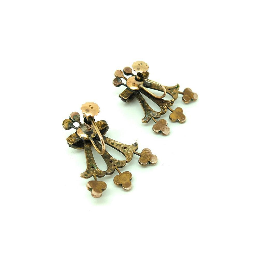 Antique Victorian Garnet 8ct Gold Screw Earrings