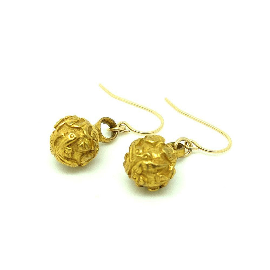 Antique Victorian Japanese Gold Filled Button Earrings