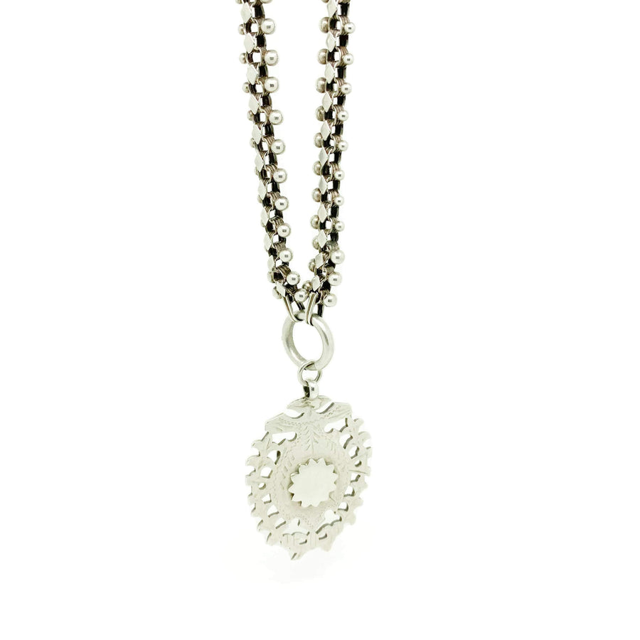 Antique Medallion & Victorian Silver Collar Necklace