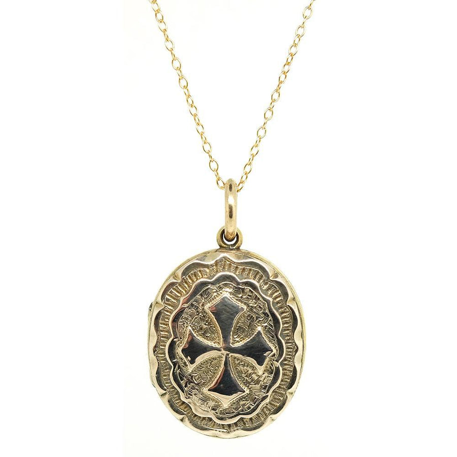 VICTORIAN Necklace Antique Victorian 9ct Gold & Brass Locket Necklace