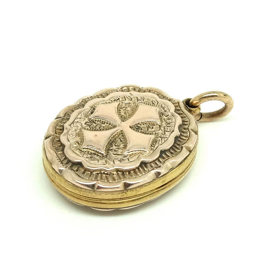 VICTORIAN Necklace Antique Victorian 9ct Gold & Brass Locket Necklace