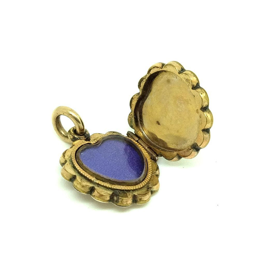 VICTORIAN Necklace Antique Victorian 9ct Gold Enamel Heart Locket Necklace