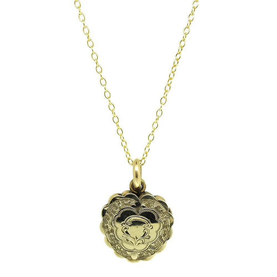 VICTORIAN Necklace Antique Victorian 9ct Gold Enamel Heart Locket Necklace