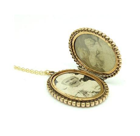 Antique Victorian 9ct Gold Engraved Locket Necklace