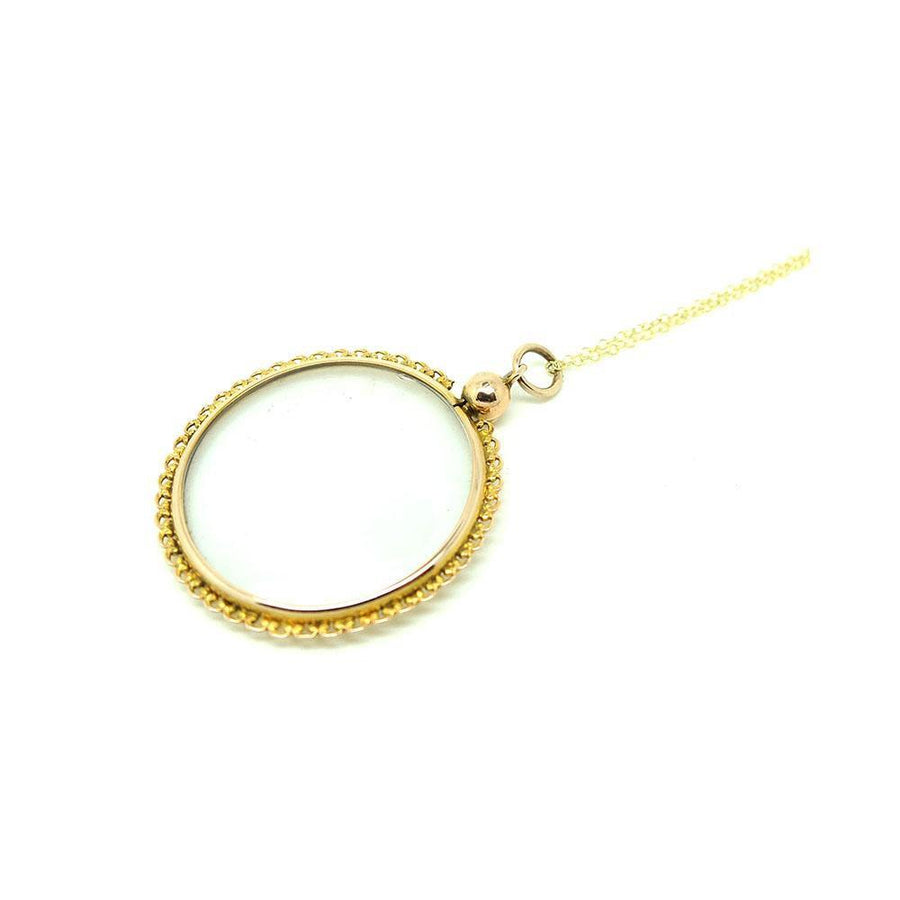 Antique Victorian 9ct Gold Glass Locket Necklace