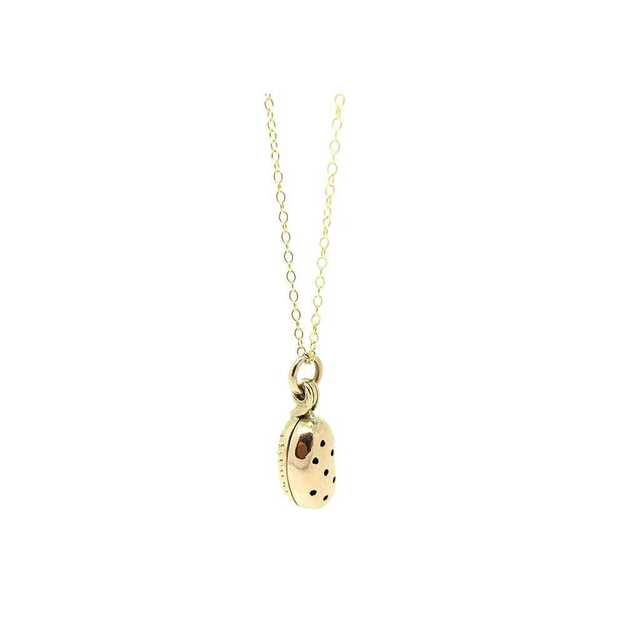 Antique Victorian 9ct Gold Lucky Bean Vinaigrette Charm Necklace