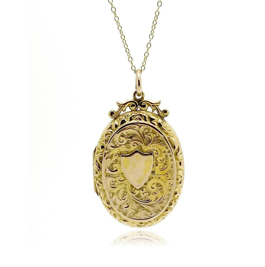 VICTORIAN Necklace Antique Victorian 9ct Gold Oval Locket Necklace