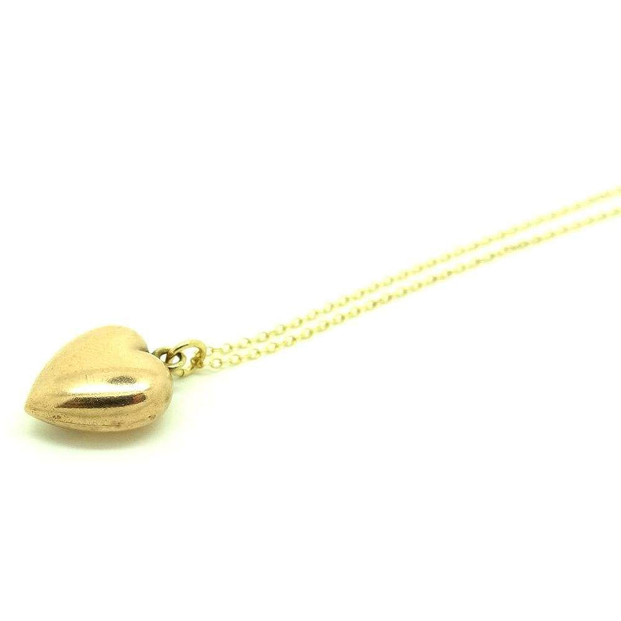 VICTORIAN Necklace Antique Victorian 9ct Gold Puffed Heart Charm Necklace