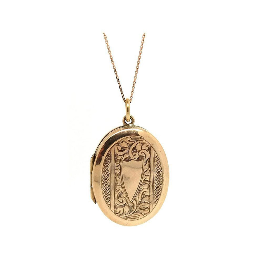 Antique Victorian 9ct Rose Gold Oval Locket Necklace