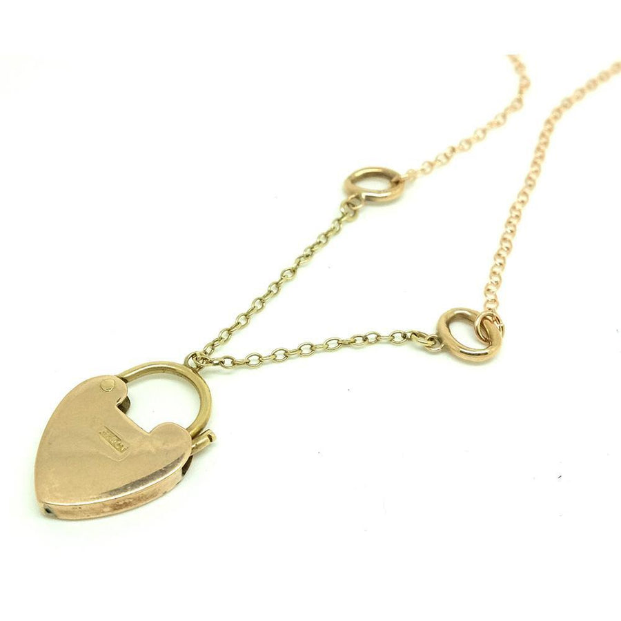 Antique Victorian 9ct Yellow Gold Heart Lock Necklace