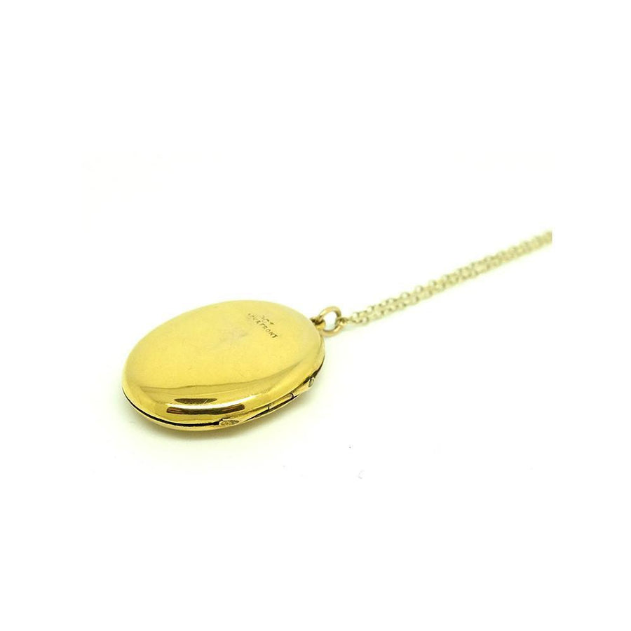 Antique Victorian 9ct Yellow Gold Oval Locket Necklace