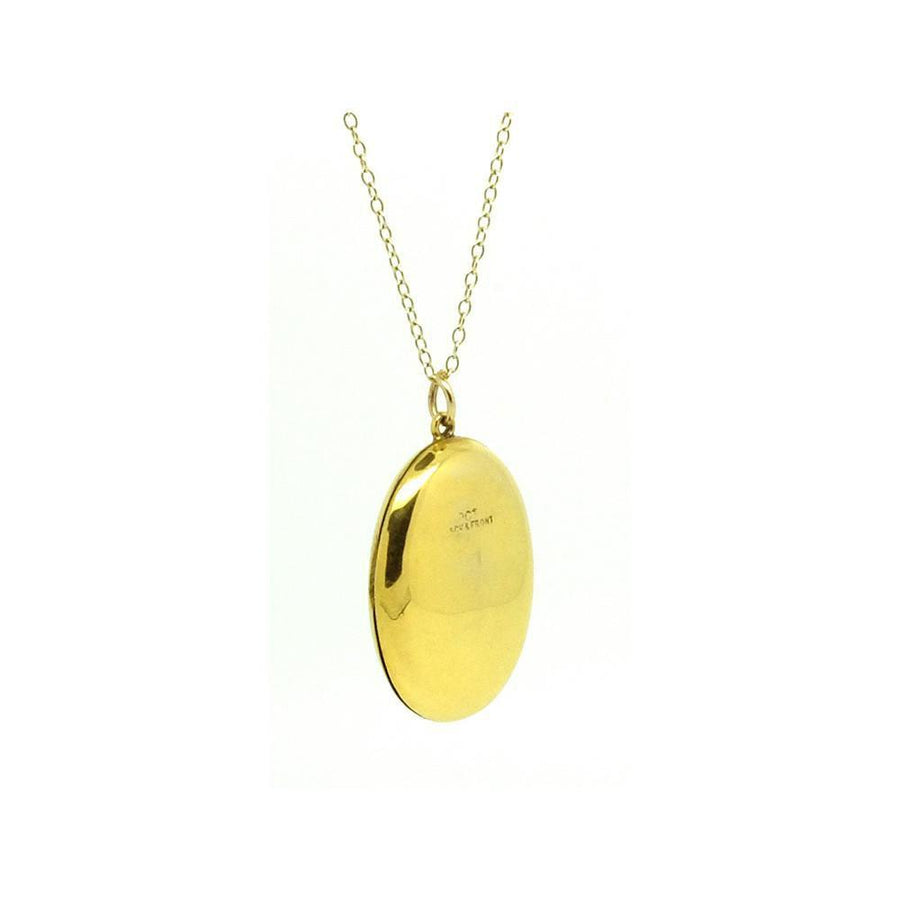 Antique Victorian 9ct Yellow Gold Oval Locket Necklace