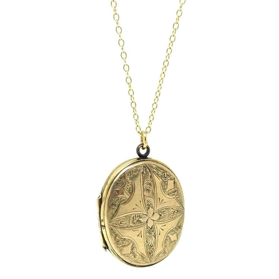 VICTORIAN Necklace Antique Victorian 9ct Yellow Gold Oval Locket Necklace