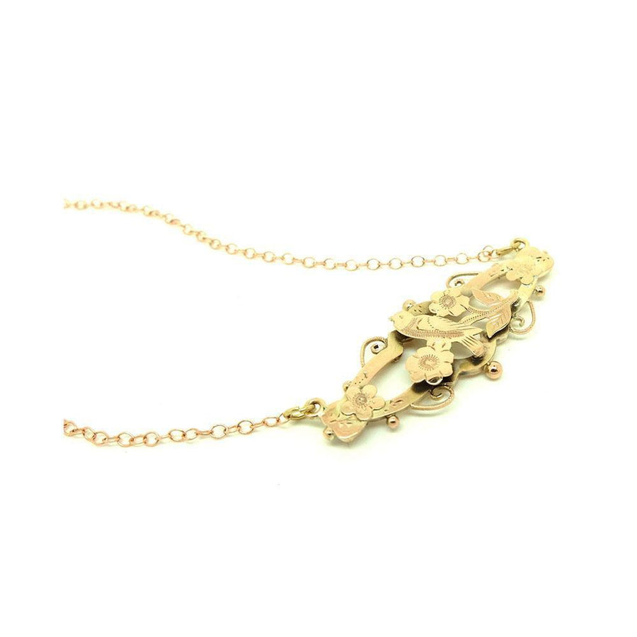 Antique Victorian Bird & Flowers 9ct Gold Conversion Necklace