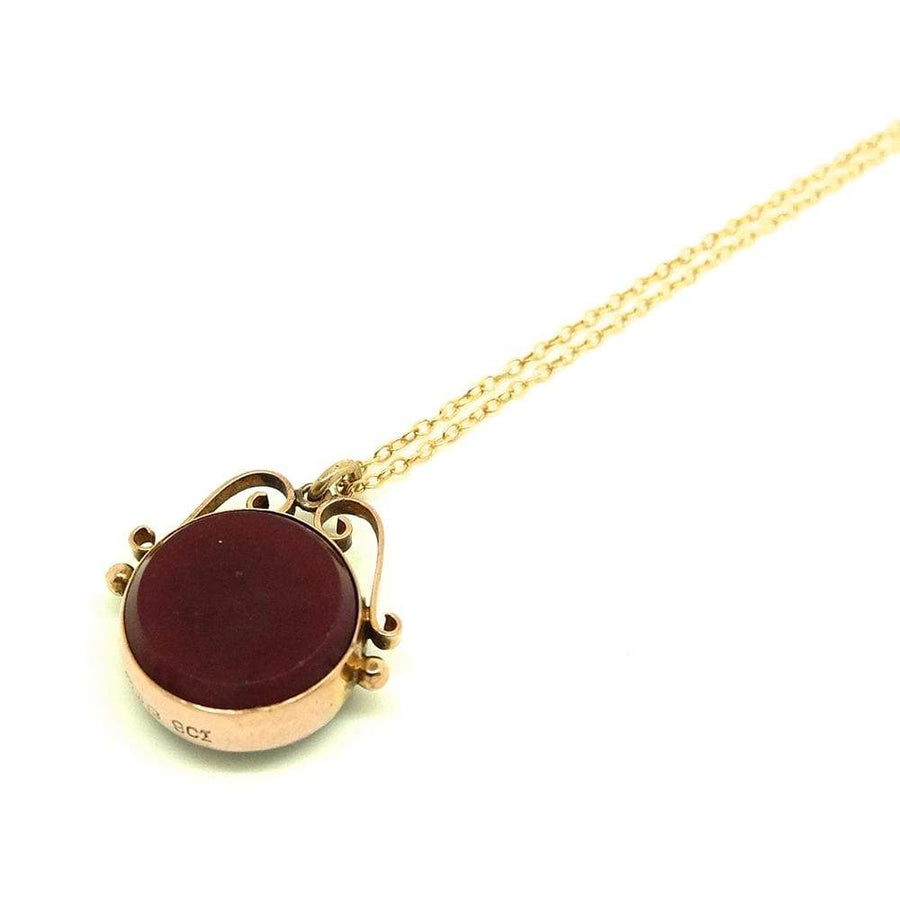 VICTORIAN Necklace Antique Victorian Carnelian Bloodstone 9ct Gold Fob Necklace