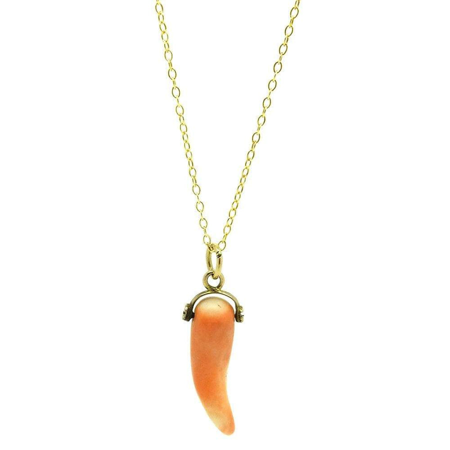 VICTORIAN Necklace Antique Victorian Coral 9ct Gold Charm Necklace