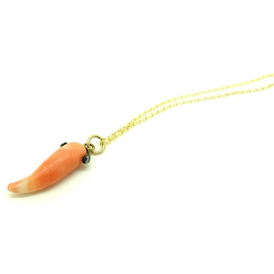 VICTORIAN Necklace Antique Victorian Coral 9ct Gold Charm Necklace