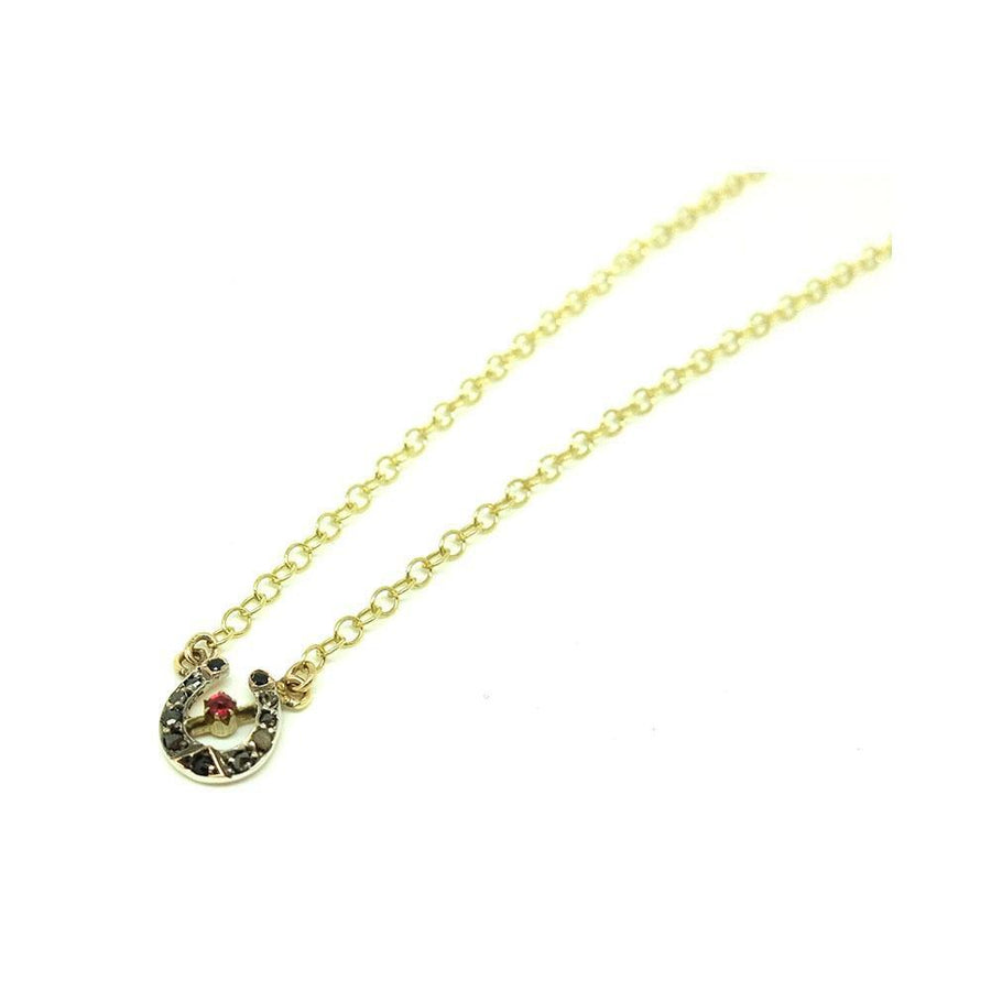 Antique Victorian Diamond & Sapphire Horseshoe Necklace