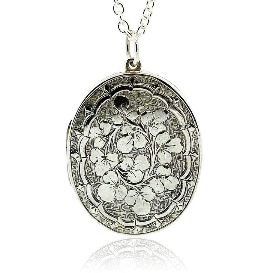 VICTORIAN Necklace Antique Victorian Engraved Silver Locket Necklace
