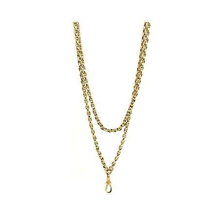 Antique Victorian Faceted Belcher 9ct Gold Extra Long guard Muff Chain Necklace