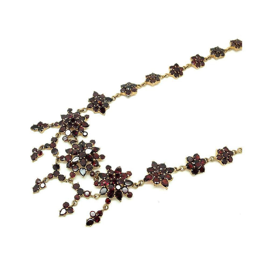 Antique Victorian Flat Cut Garnet Necklace