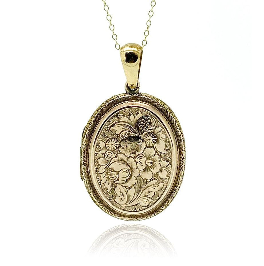 VICTORIAN Necklace Antique Victorian Forget-Me-Not Locket Necklace