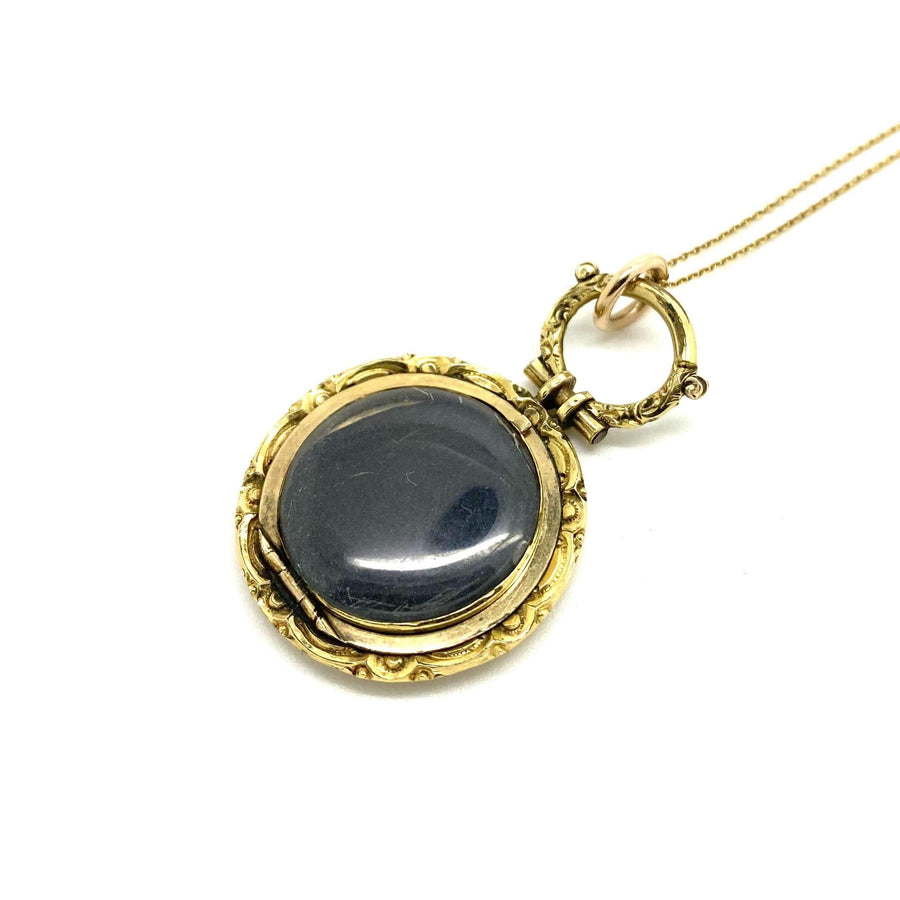 Reserved - Antique Victorian Gilt Fob Locket Necklace