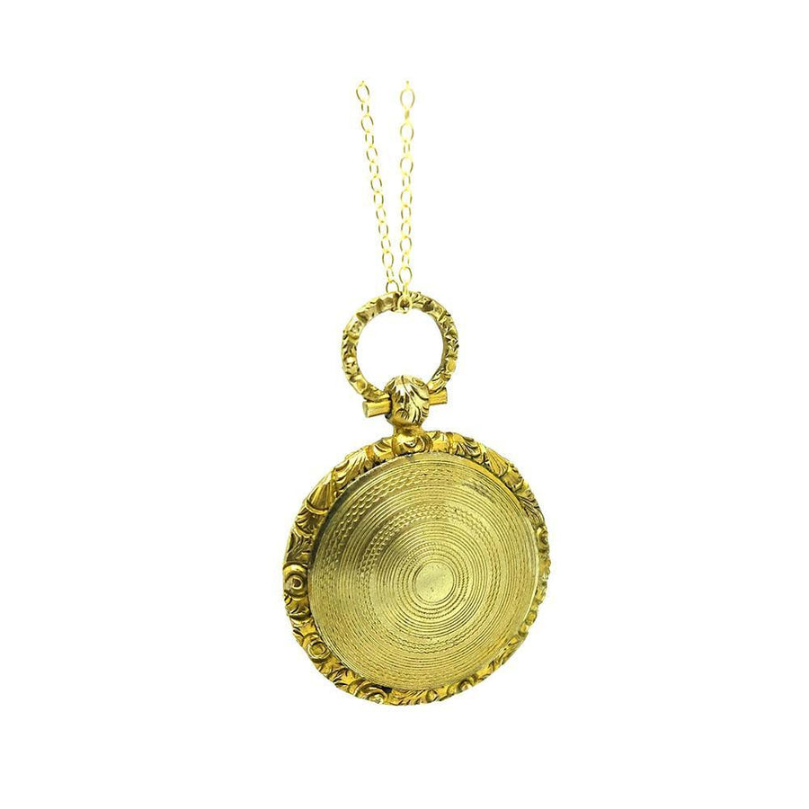 Antique Victorian Gilt Fob Locket Necklace