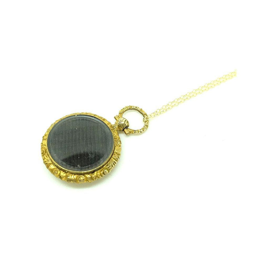 Antique Victorian Gilt Fob Locket Necklace
